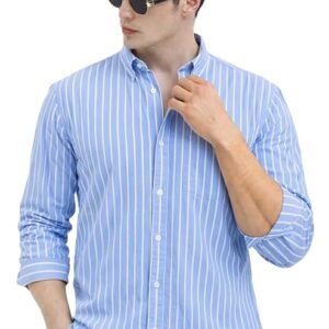 Men's Casual Printed Striped Stylish Latest Formal Shirt for Men | Cotton Mix 220 GSM