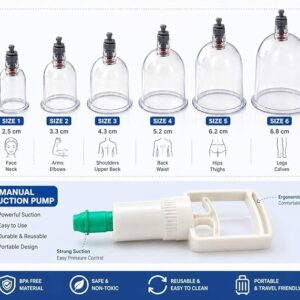 HiJama 18 Pcs Vacuum Cupping set Therapy - Scholazs Cupping Kit for Pain Relief, Muscle Recovery, Body Massage & Blood Circulation - Portable Manual Therapy Cups with Magnetic Heads, Transparent Design