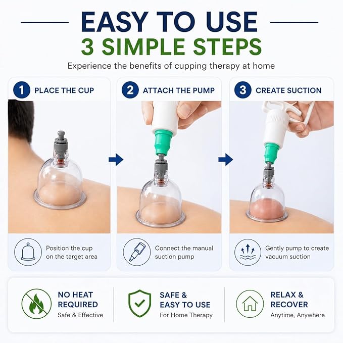 HiJama 18 Pcs Vacuum Cupping set Therapy - Scholazs Cupping Kit for Pain Relief, Muscle Recovery, Body Massage & Blood Circulation - Portable Manual Therapy Cups with Magnetic Heads, Transparent Design - Image 3