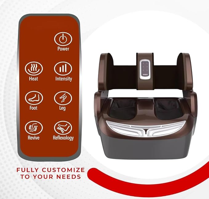 Leg Massager Foot & Calf Heated Machine With Airbags Vibration For Home Calf Thighs and Knee Pain Relief with Heat Corded Electric (Brown) - Image 3