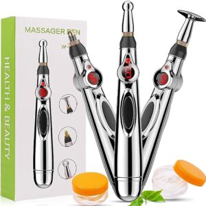 Sure Pen Meridian Electronic Acupuncture Pointer For Body Pain Palm Acupressure Health&Acupressure Point For Pain Relief Stimulation Pen Handheld Massager (Meridian Pen), Silver