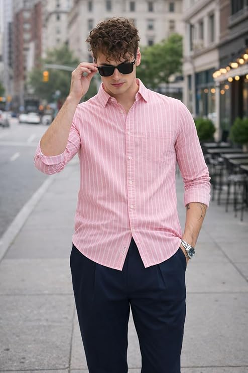 Men's Casual Printed Striped Stylish Latest Formal Shirt for Men | Cotton Mix 220 GSM - Image 2